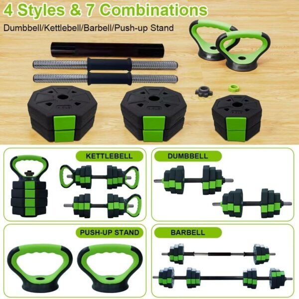 Adjustable Kettlebell Set,30LB/44LB Adjustable Dumbbell Set with Iron Handle,Octagon - Image 3