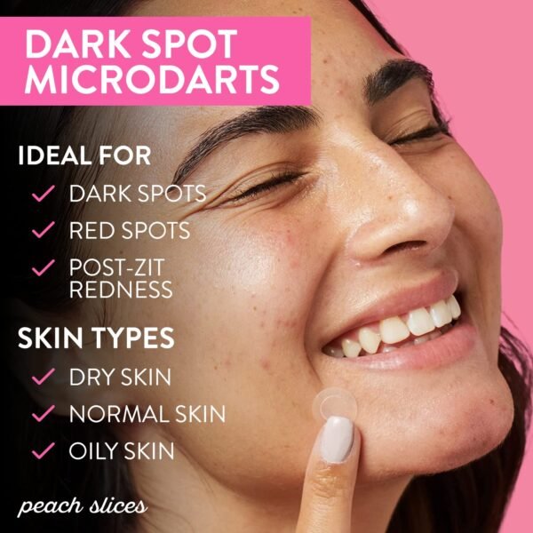 Peach Slices Dark Spot MicroDarts | For Dark Spots, Post-Blemish Redness | Self-Dissolving | Niacinamide, Vitamin C, Hyaluronic Acid, and Cica | Vegan | Cruelty Free | 9 Patches - Image 4