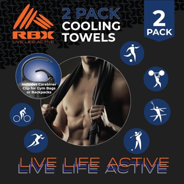 RBX 2 Pack Cooling Towels for Neck and Face (40"x12"), Microfiber Cooling Towel for Gym, Breathable Ice Lightweight Neck Cooler, Cooling Towels for Hot Weather, Pickleball Towel - Image 5