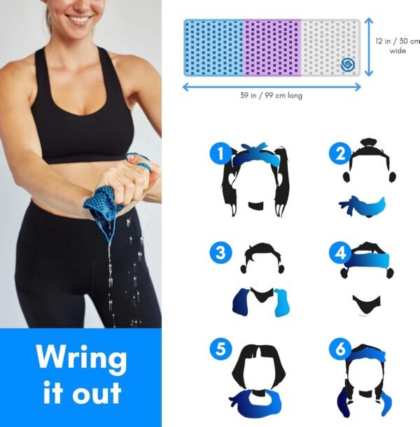 Grounded Sport ® Lightweight Microfiber Cooling Towel 3-Pack | 12" x 39" | for Exercise Spin Workout Camping Work Travel Hot Weather Women Men Neck Face | San Diego CA | Stay Grounded - Image 8