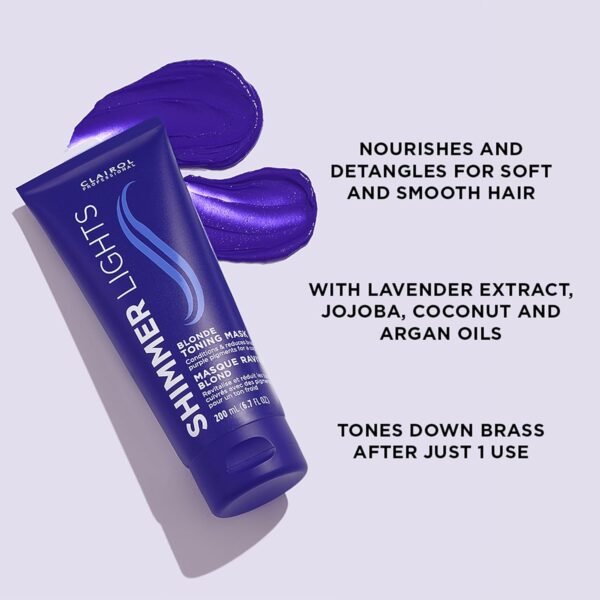Clairol Professional Shimmer Lights Violet Toning Mask for Neutralizing Brassy Tones with Refreshing Blonde Hair Results - Image 5