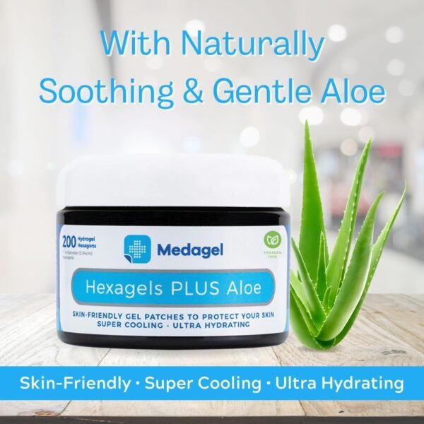 Hexagels® Plus Aloe Vera Paraben Free Hydrogel Pads, Blister Prevention, Protection & Treatment, Instant Cooling & Soothing Relief of Skin Irritations, 200 Hexagon Pads (Paraben Free Formula) - Image 6