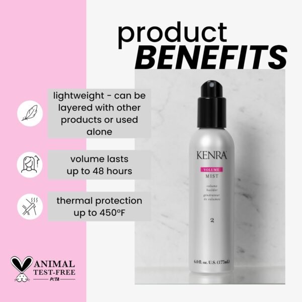 Kenra Volume Mist 2 | Volume Builder | Lightweight, Fine Mist | Low Hold, Flexible Fininsh | Thermal Protection | Volume That Lasts Up To 48 hours | All Hair Types | 6 fl. oz. - Image 3