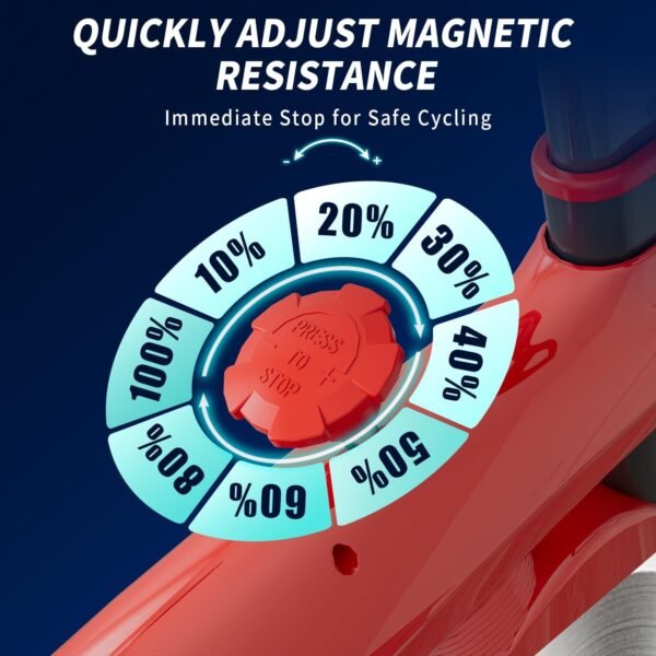 Indoor Exercise Cycling Bike - Adjustable Resistance Stationary Bike for Home Exercise, Indoor Cycling Bike with Digital Display and Heart Rhythm Rate Monitor, 300 lb Weight Capacity, Red - Image 4