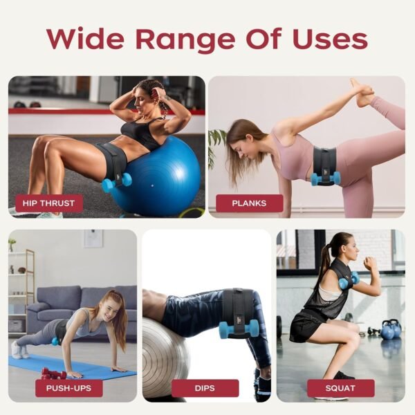 INDEEMAX Hip Thrust Belt, Booty Trainer for Women Men, Portable Exercise Hip Thrust Pad for Dumbbells Kettlebells Weights Plates, Adjustable Glute Workout Equipment Band for Home Gym - Image 5