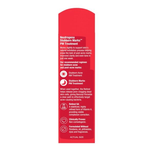 Neutrogena Retinol SA, Stubborn Marks PM Treatment, Face-Exfoliating Treatment to Help Reverse the Look of Post-Acne Marks & Uneven Skin Tone, Non-Comedogenic, PM Treatment, unscented, 1.0 Fl Oz - Image 7