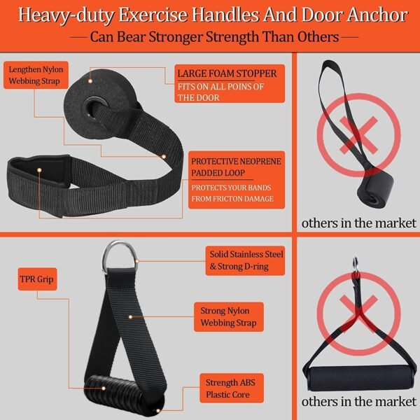 Portable Extra Heavy Home Gym Resistance Band Bar Set with 4 Stackable Resistance Bands,Detachable Full Body Workout Equipment Exercise Bar Kit,500LBS Longer Bar with Bands,Workout Guide Included - Image 8