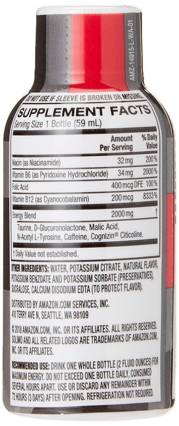 Amazon Brand - Solimo Energy Shot, Berry Flavor, 2 fl oz (Pack of 12) - Image 4