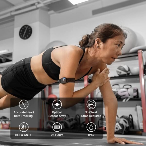 COOSPO Armband Heart Rate Monitor, Bluetooth ANT+ HR Optical Sensor for Sport, Rechargeable Dual Band IP67 HRM, Compatible with Peloton,Wahoo,Polar,Strava,DDP Yoga - Image 6