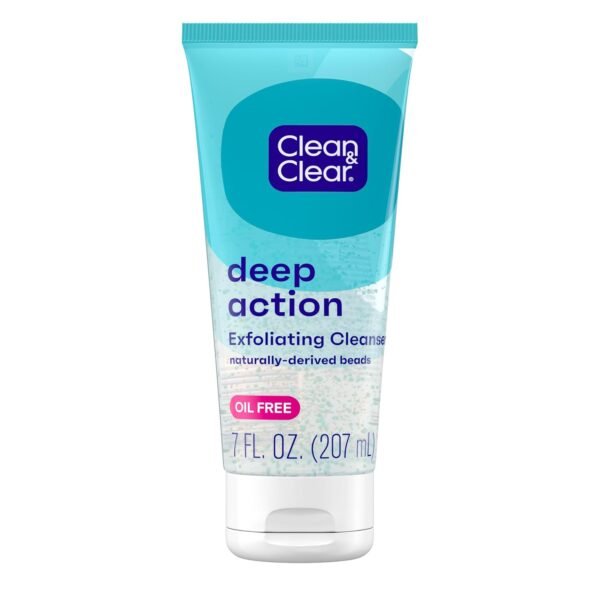 Clean & Clear Deep Action Exfoliating Cleanser with Pro-Vitamin B5, Gentle Exfoliating Daily Face Scrub Cleans Deep Down to the Pore for Soft, Smooth, Hydrated Skin, Oil Free Face Wash, 7 FL OZ - Image 2