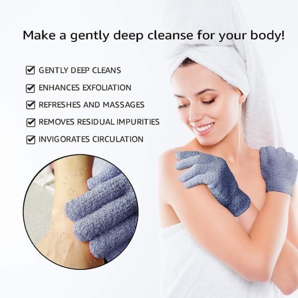 Evridwear Exfoliating Dual Texture Bath Gloves for Shower, Spa, Massage and Body Scrubs, Dead Skin Cell Remover, Gloves with Hanging Loop (1 Pair Heavy Glove) - Image 4