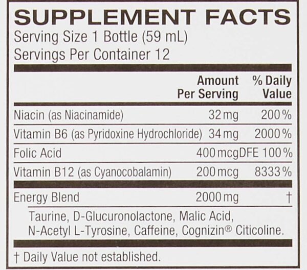 Amazon Brand - Solimo Energy Shot, Berry Flavor, 2 fl oz (Pack of 12) - Image 7