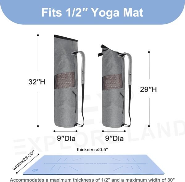 Explore Land Oxford Yoga Mat Storage Bag with Breathable Mesh Window and Large Pocket - Image 3