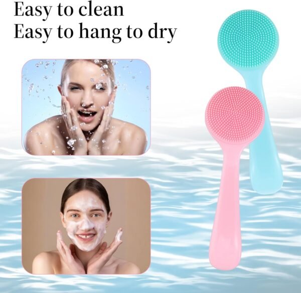 4 Pack Silicone Manual Facial Cleansing Brush, Soft Facial Brushes Waterproof Exfoliating Face Cleaning Brush, Skin Friendly Face Brush for Blackheads Whiteheads Makeup Residues Removal - Image 6