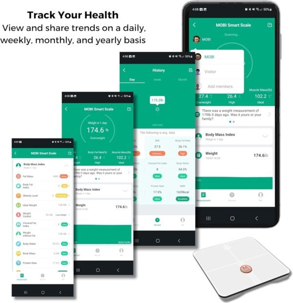 MOBI Connect Smart BMI Wi-Fi Total Body Composition Scale with App Analysis, Wireless Weight Scale, Easy Body Fat Measurement and Provide Quick Analysis for Your Health, Workout Progress, and Diet - Image 5