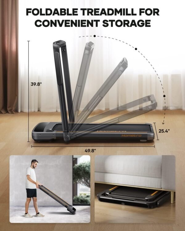 3.0HP Foldable Compact Treadmill,2 in 1 Walking Pad & Jogging Machine for Home/Office,Dual LED Touch Screens Folding Under Desk Motorized Treadmills 265lbs, App& Remote Control,Assembly-Free - Image 5