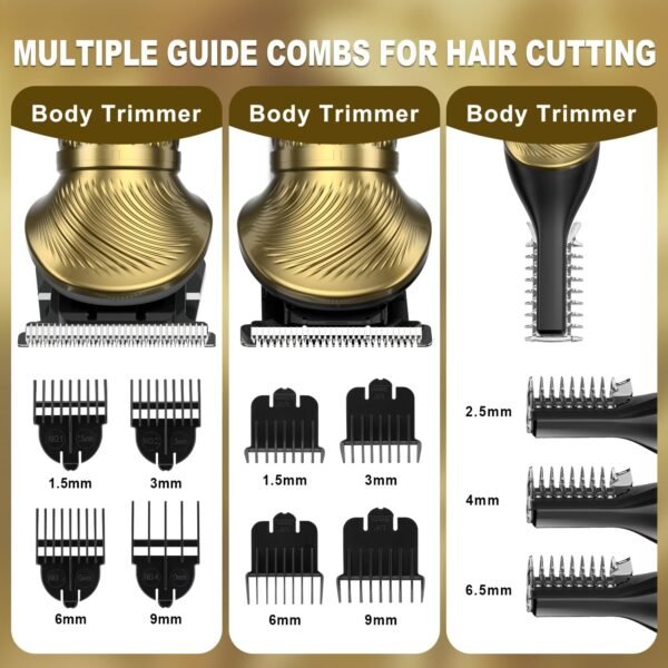Beard Trimmer Kit for Men - Professional 6 in 1 Hair Clipper Trimmer, Cordless Multi Groomer, Mens Grooming Kit for Beard, Face, Body Nose Electric Razor with Travel Case as Gifts for Him - Image 6