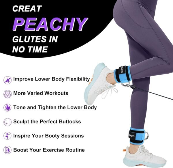 Ankle Strap for Cable Machine Attachments and Resistance Bands with D-Rings,Adjustable Neoprene Padded Ankle Cuff for Leg Extensions,Glute Workouts,Gym for Women and Men - Image 5