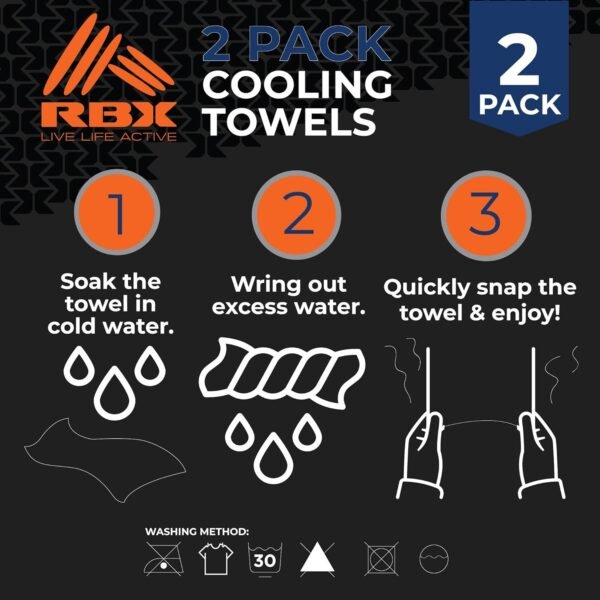 RBX 2 Pack Cooling Towels for Neck and Face (40"x12"), Microfiber Cooling Towel for Gym, Breathable Ice Lightweight Neck Cooler, Cooling Towels for Hot Weather, Pickleball Towel - Image 4