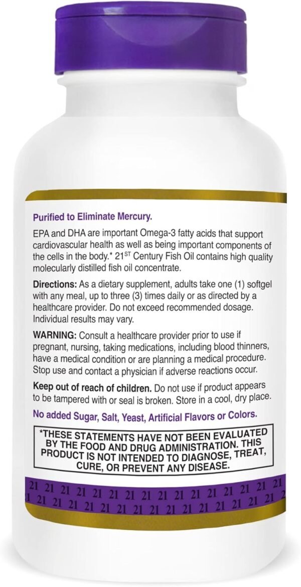 21st Century Fish Oil 1000 mg Softgels, 120 Count - Image 7