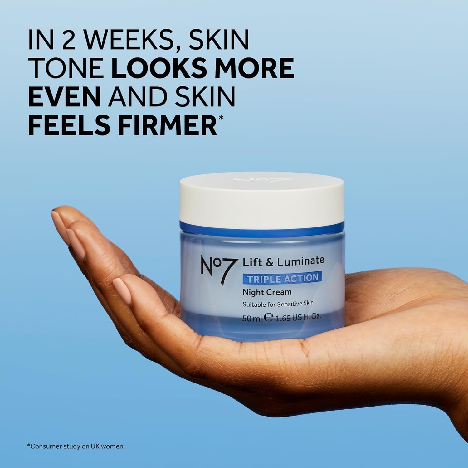 No7 Lift & Luminate Triple Action Night Cream - Anti-Wrinkle, Collagen Peptide Moisturizer with Skin Firming Hyaluronic Acid & Hibiscus - Helps Even Skin Tone for a Radiant Complexion (1.7 Fl Oz) - Image 5