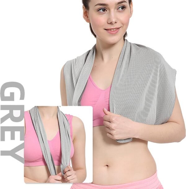 Pack of 20 Cooling Towel 40x12'' Ice Towel for Neck and Face Microfiber Chilly with Bag Breathable Yoga Gym Stay Cool Towels Sweat Rag for Workout Running Camping Pilates Beach, Light Gray - Image 10