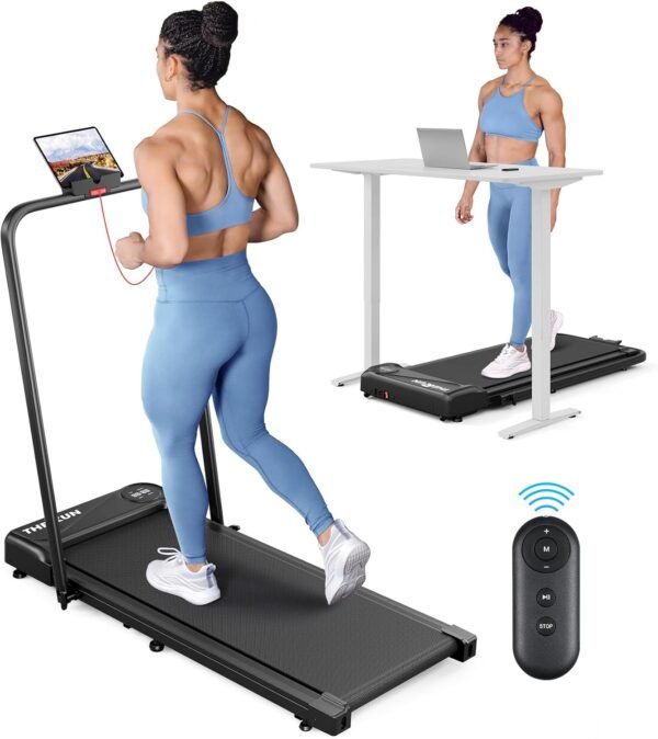 THERUN Walking Pad, 2.5 HP Under Desk, 2 in 1 Foldable for Home, Walking Pad with Handle Bar, 15" Widened Running Belt with Remote Control & LED Touch Screen - Image 2