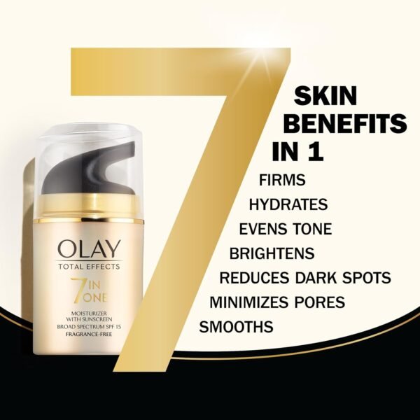 OLAY Total Effects 7-in-1 Anti-Aging Face Moisturizer with SPF 15, Fragrance-Free 1.7 oz - Image 3
