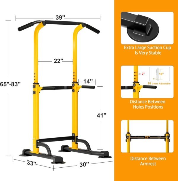 DlandHome Pull Up Bar, Power Tower Dip Bar, Pull Up Bar Free Standing with 10 Levels Adjustable Height for Home Gym Workout Equipment, Strength Training Fitness - Image 5