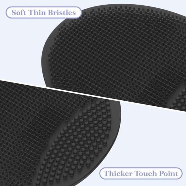 Manmihealth Soft Silicone Face Scrubber Exfoliator 2 Pack,Silicone Handheld Manual Facial Cleansing Brush, Face Washing Pad for Pore Cleansing Blackhead Removing Massaging(Black+Gray) - Image 5