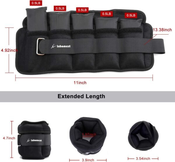 Adjustable Ankle Weights 1-5/10/12 Lbs Leg Weights for Men Women,Wrist Ankle Weights for Physical Therapy,Yoga Pilates,Workout,Walking,Jogging - Image 3