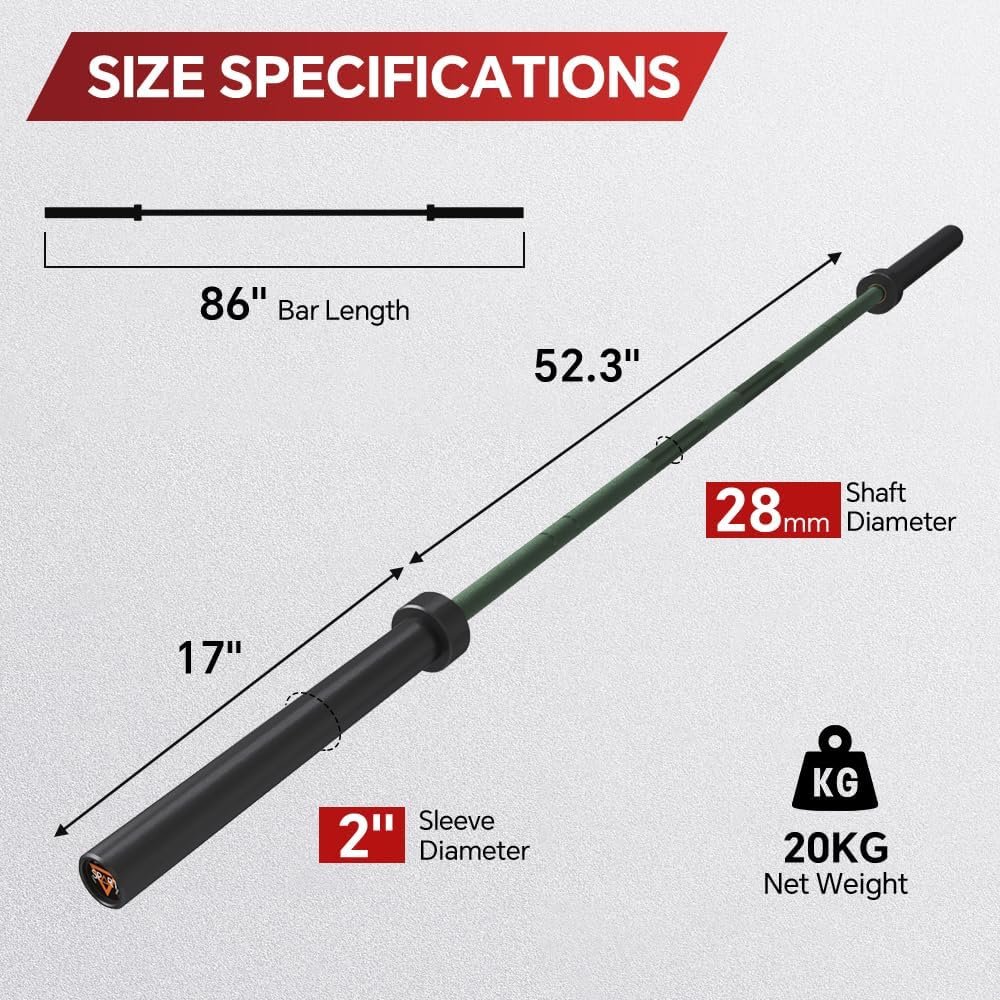 7FT/6.6FT Olympic Barbell Bar, Solid Olympic Bar with Bearings, 700Lbs/500Lbs Capacity Weight Bar for Home Gym Strength Training Weightlifting Powerlifting, Weight Bar Fit for 2 Inch Olympic Plates - Image 4