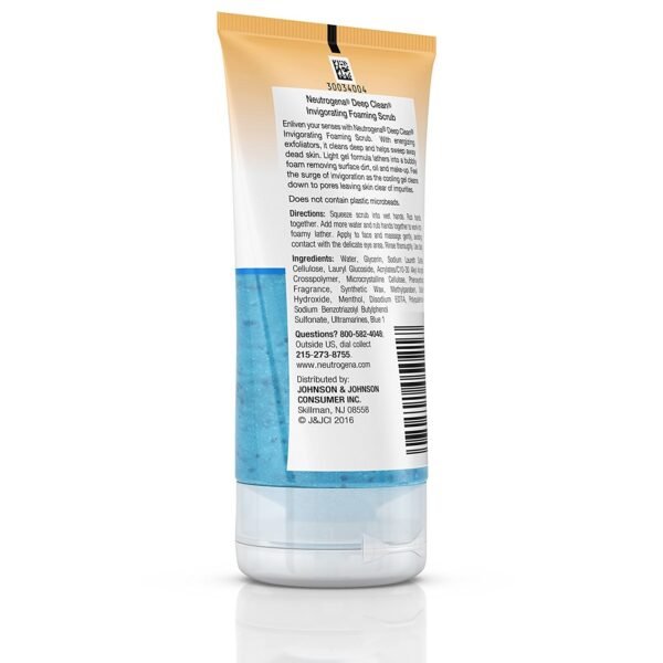 Neutrogena Deep Clean Invigorating Foaming Facial Scrub with Glycerin, Cooling & Exfoliating Gel Face Wash to Remove Dirt, Oil & Makeup, 4.2 fl. oz - Image 4