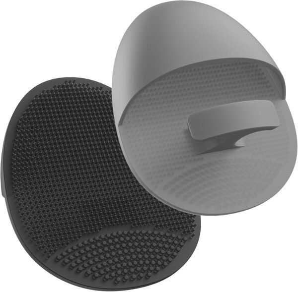 Manmihealth Soft Silicone Face Scrubber Exfoliator 2 Pack,Silicone Handheld Manual Facial Cleansing Brush, Face Washing Pad for Pore Cleansing Blackhead Removing Massaging(Black+Gray) - Image 2