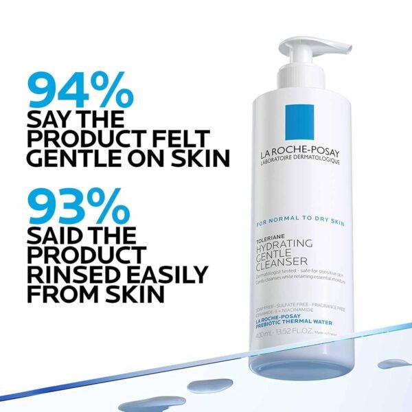 La Roche-Posay Toleriane Hydrating Gentle Face Cleanser, Hydrating Facial Cleanser With Niacinamide + Ceramides, Daily Face Wash For Dry Skin To Normal Skin, Sensitive Skin Tested, Fragrance Free - Image 5