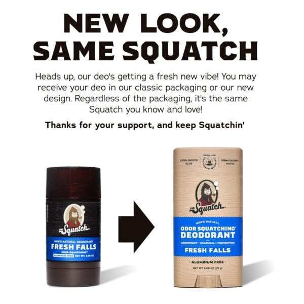 Dr. Squatch Natural Deodorant for Men 3 Pack Fresh Falls – Odor-Squatching Men's Deodorant Aluminum Free (2.65 oz, 3 Pack) - Image 3