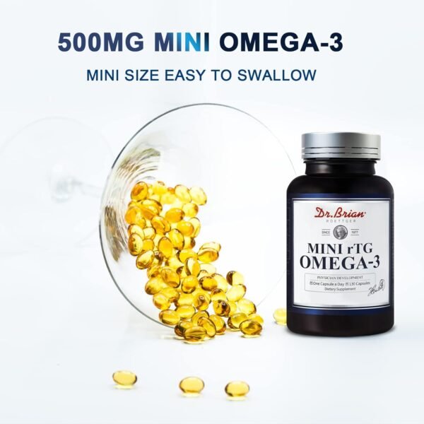 Dr.Brian Fish Oil Supplement 130 softgel, Highly Absorbed rTG Mini Omega 3 Fish Oil Capsule w EPA/DHA Fatty Acids Vitamin D E, 500mg rTG Omega-3 Support Heart Brain Immune Health No Fishy Taste - Image 4