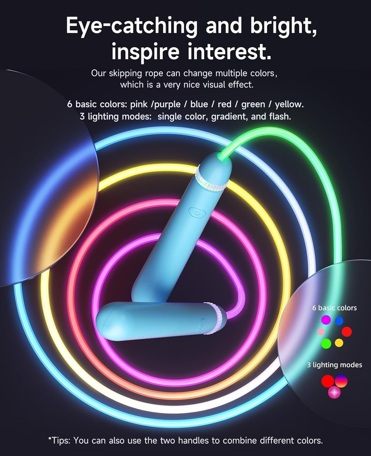 LED Light Up Jump Rope for Kids and Adult, Adjustable Glowing Skipping Rope for Boys and Girls, Colorful Luminous Jumping Rope for Fitness and Workout Blue - Image 4