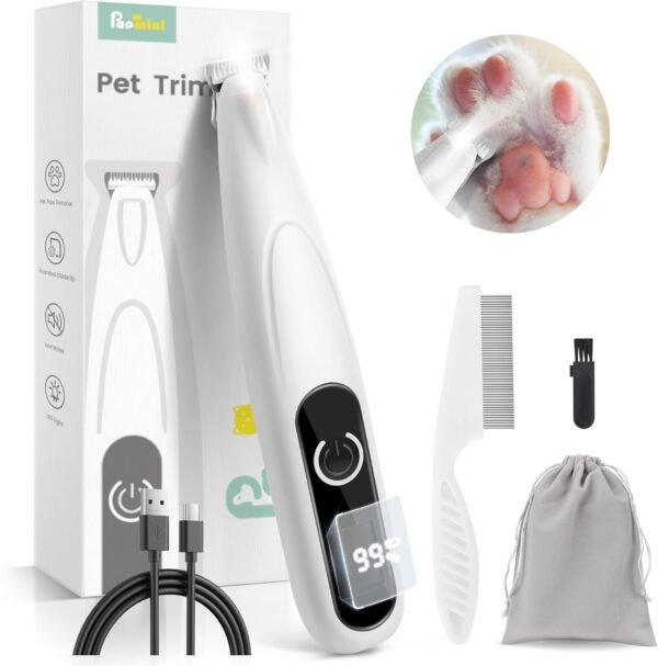 Dog Grooming Kit with LED Display, 35dB Ultra-Low Noise Clippers, Cordless Dog Hair Trimmer for Paws, Ears, Face, Rump with LED Light - Image 2