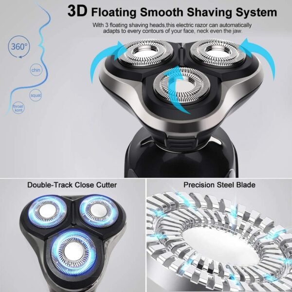 Electric Razor for Men - Rechargeable Electric Shaver for Men, Waterproof Wet Dry Cordless Razor with Nose Hair Trimmer and Sideburns Trimmer - Image 4