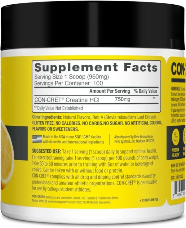 Creatine HCl Powder | Muscle, Cognitive, Cellular Energy Support | No Bloating or Cramps | USA Made & NSF Certified | Lemon Lime (100 Serving) - Image 8