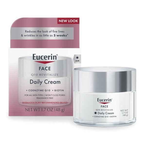 Eucerin Q10 Anti-Wrinkle Face Cream, Unscented Face Cream for Sensitive Skin, 1.7 Oz Jar - Image 2