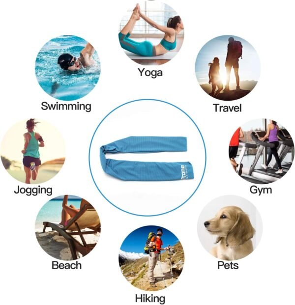 Futone Cooling Towel, Gym Towels, Workout Towels, Cooling Neck Wrap Scarf, Compact Sports Towels for Men Women, Cooling Face Mask Cover, 40" x 12," 4 PCS (Red, Blue, Yellow, Gray) - Image 7