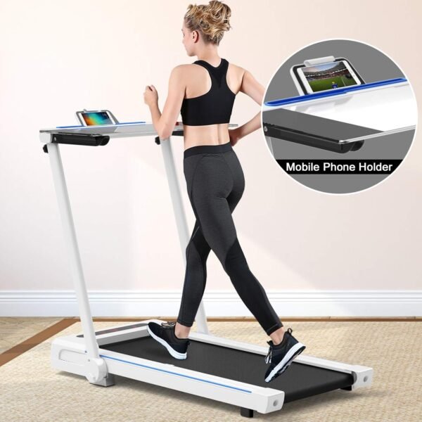 Goplus 3-in-1 Treadmill with Large Desk, 2.5HP Folding Electric Treadmills, LED Display, Remote Control, Blue Tooth Speakers, Walking Jogging Machine for Home/Office Use - Image 8