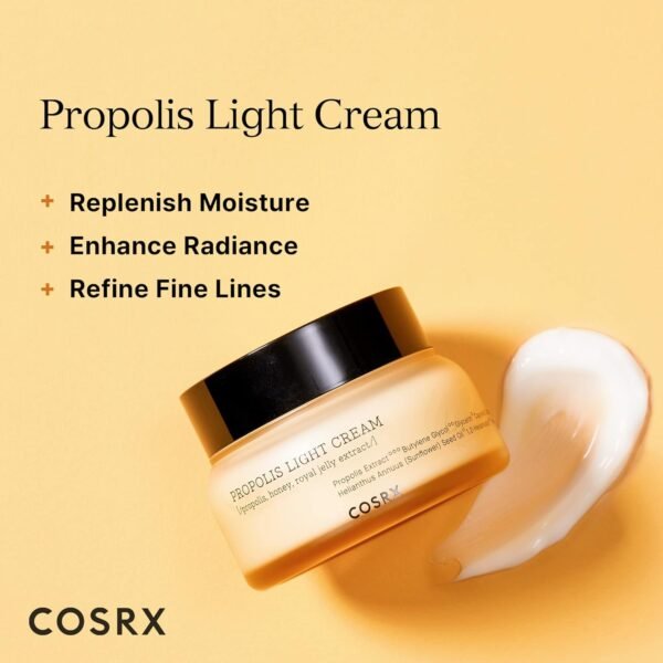 COSRX Full Fit Propolis Light Cream, 2.19 Fl.oz / 65ml, Propolis 64.5%, Hydrating Daily Day and Night Moisturiser, Korean Skin Care, Not Tested on Animals, Paraben Free - Image 4