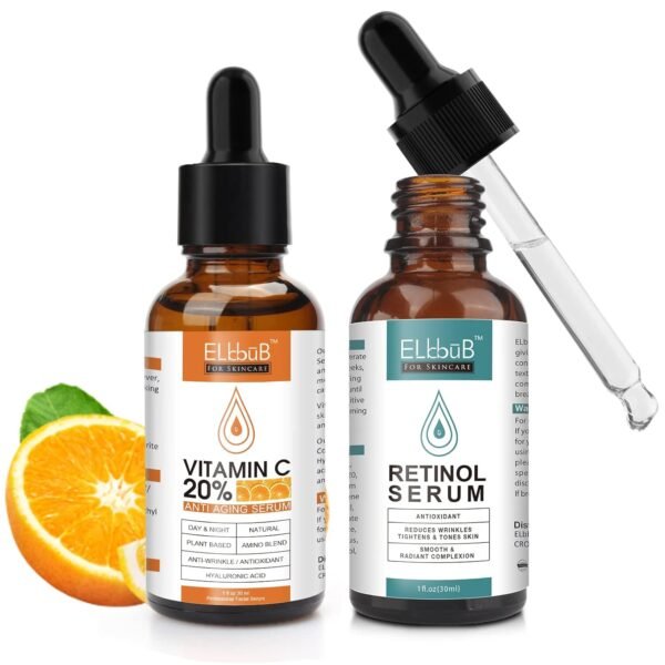 Day-Night Anti Aging Vitamin C Serum Retinol Serum For Face with Retinol & Amino Acids - Boost Skin Collagen,Hydrate & Plump Skin Facial Serum - Image 2
