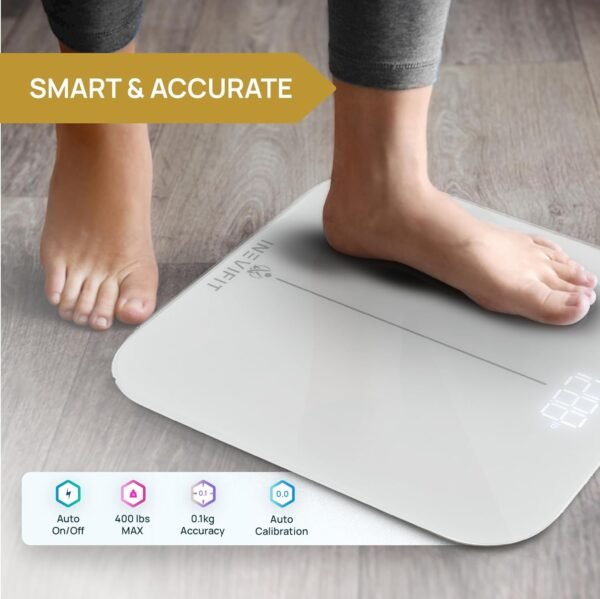 INEVIFIT Smart Premium Bathroom Scale, Highly Accurate Bluetooth Digital Bathroom Body Weight Scale, Precisely Measures Weight & BMI for Unlimited Users - Image 6