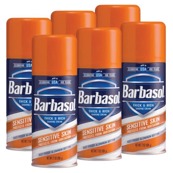 Barbasol Sensitive Skin Thick and Rich Shaving Cream, 7 Ounce, Pack of 6 - Image 2