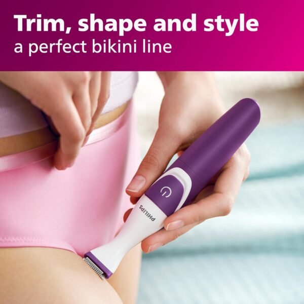 Philips Beauty Bikini Genie Cordless Trimmer for Bikini Line Hair Removal, with Shaving Head and Comb, BRT383/50 - Image 3