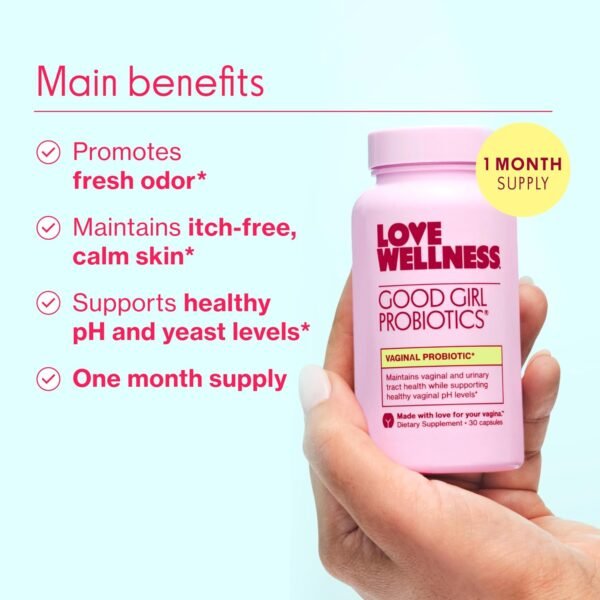 Love Wellness Good Girl Probiotics | Women's Vaginal Health Supplement | Vaginal Probiotics for Women pH Balance & Urinary Tract Health | Support Vaginal Odor & Flora | 30 Count - Image 4